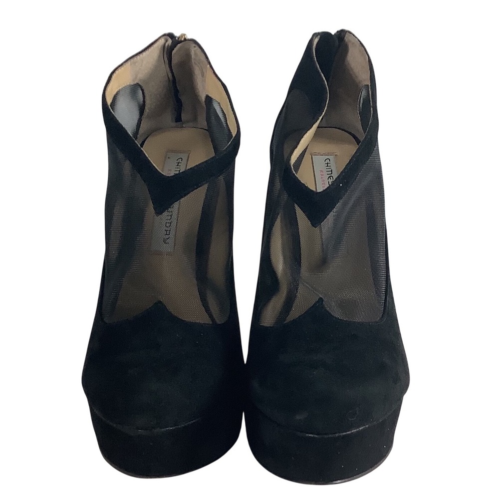 Chinese Laundry Kristin Cavallari Letizia Black Suede‎ Mesh Platform Pumps 8 39